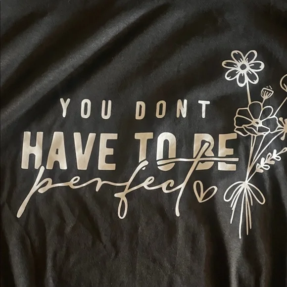 Black Graphic T-Shirt with White Floral Design - Picture 5 of 5